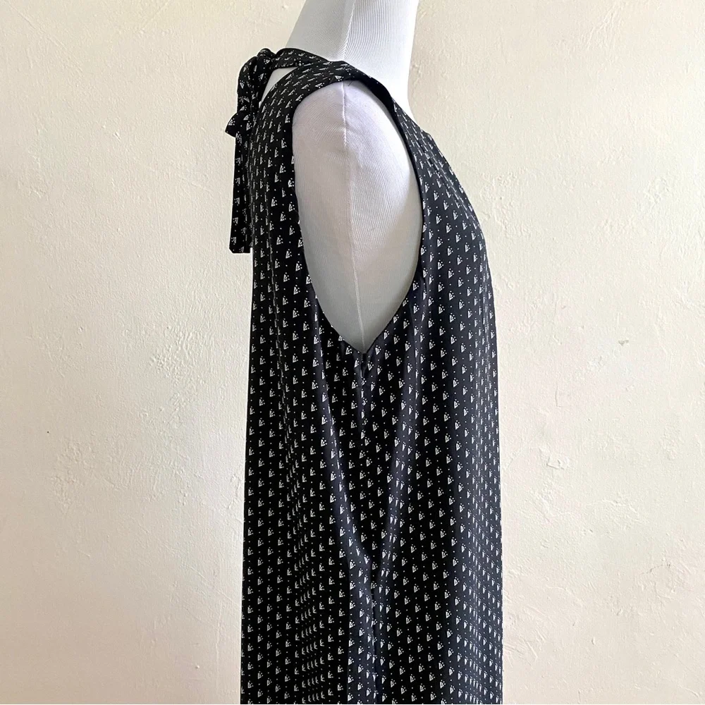 H&M Shift Dress Black 12 White Sheer Overlay Knee Length Sleeveless Sz 12